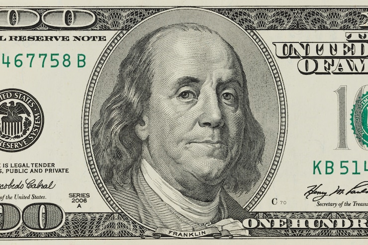 Foto makroschuß eines 100 dollars