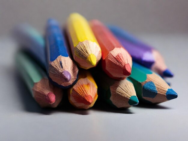 Makroschussfotografie von kreisförmigen farbigen Bleistiften