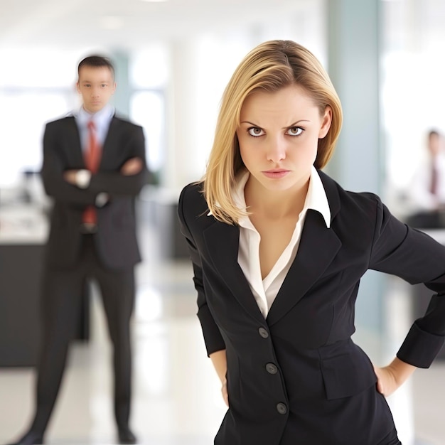 mal jefe acercándose a la mujer trabajadora por detrás