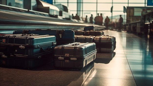 Foto mala com bagagem no aeroporto os desafios da bagagem de aeroporto e a ia generativa do aborrecimento da mala