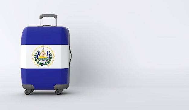 Mala de viagem com a bandeira do destino de férias de El Salvador 3D Render