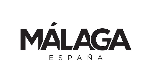Málaga en el emblema de España El diseño presenta una ilustración vectorial de estilo geométrico con tipografía audaz en una fuente moderna Las letras gráficas del eslogan
