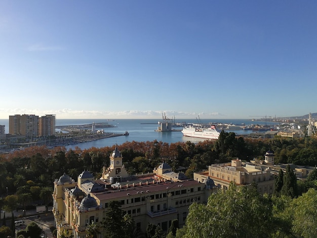 Málaga Espanha 13 de dezembro de 2017 Vista do Porto de Málaga