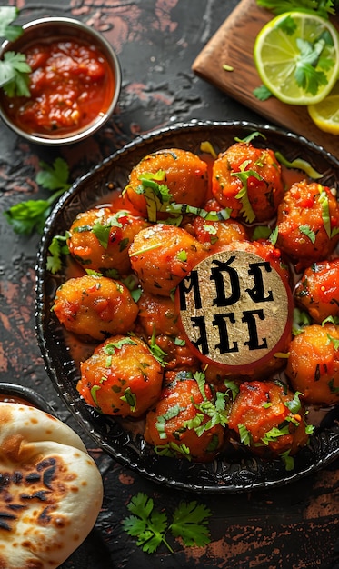 Malai Kofta Creamy Dumplings und Tomaten Curry Dekoration Ric Illustration Essen Trinken Indische Geschmacksrichtungen