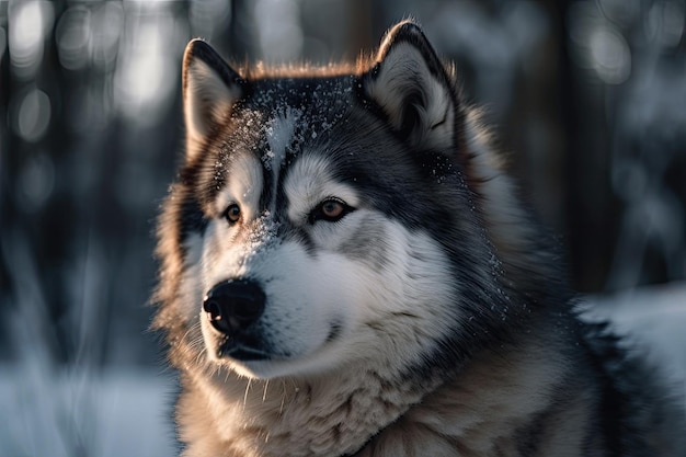 Malamute de invierno canino