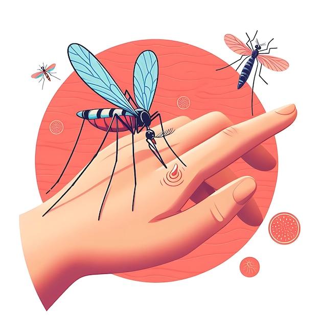 Malaria-Mücken, die von einer Person übertragen werden, die eine Hand hält