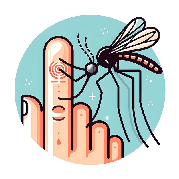 Malaria-Vektor-Mücken eine Zeichnung mit einer Libelle darauf