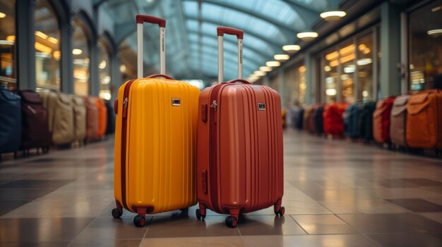 Malas multicoloridas em um terminal de aeroporto