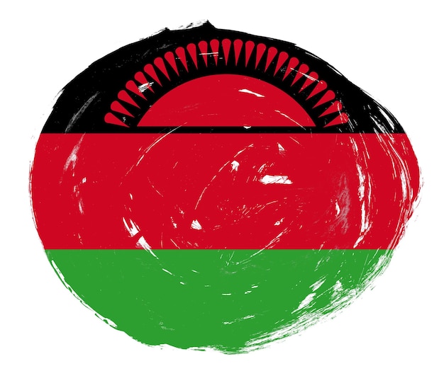 Malawi-Flagge gemalt auf einem beunruhigten weißen Pinselstrichhintergrund