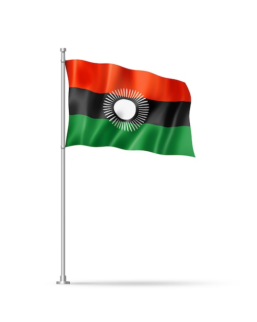 Malawi-Flagge isoliert auf weiß