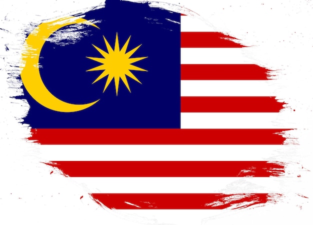 Malaysia-Flagge auf beunruhigtem Grunge-Bürstenhintergrund