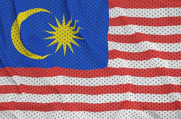 Foto malaysia flagge gedruckt auf einem polyester nylon sportswear mesh stoff