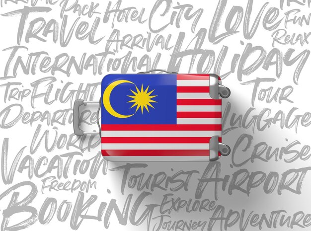 Malaysia Flagge Koffer Reisehintergrund d rendern