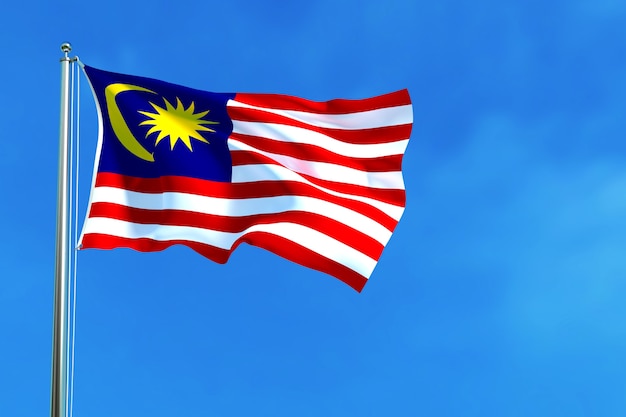 Malaysia Nationalflagge auf dem Hintergrund des blauen Himmels