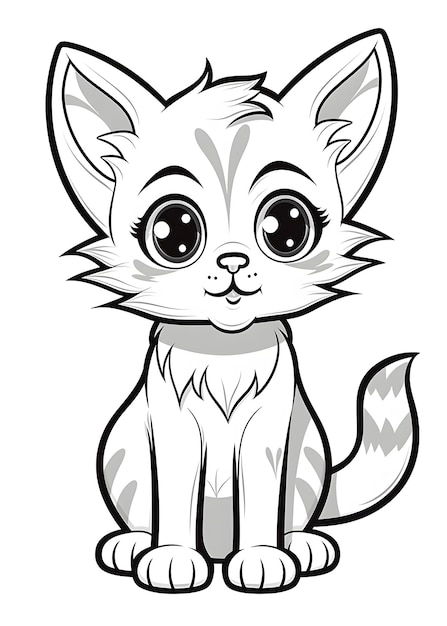 Foto malblatt für kinder cute cat line art malblatt katze umriss illustration für kinder malblatt kinder tier malblatt katzenfarbbuch ki generativ