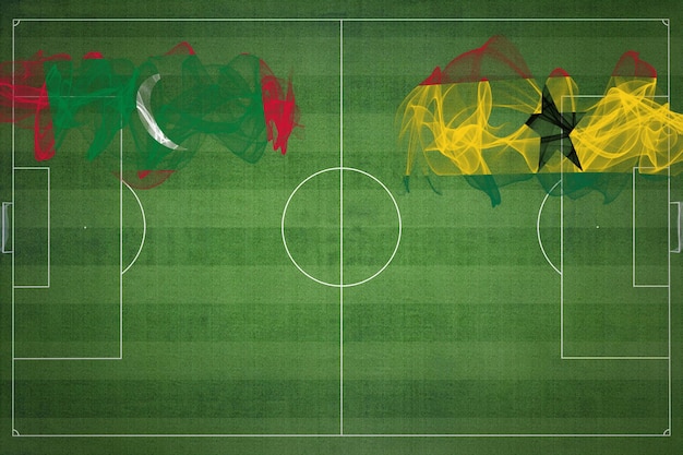 Maldivas vs Ghana Partido de fútbol colores nacionales banderas nacionales campo de fútbol juego de fútbol Concepto de competencia Espacio de copia