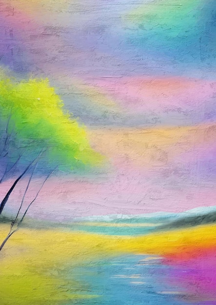Malerei der pastellfarbenen Sommerlandschaft