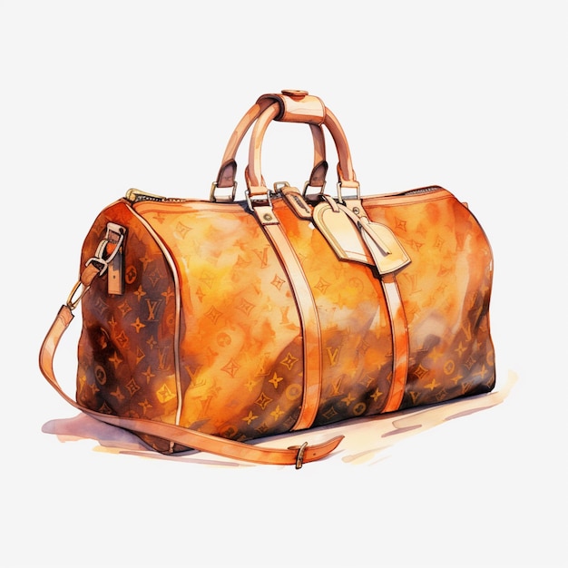 Malerei einer braun-braunen Tasche mit braunem Griff, generative KI