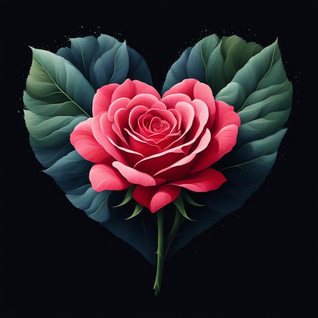 Foto malerei einer herzförmigen blume mit rose