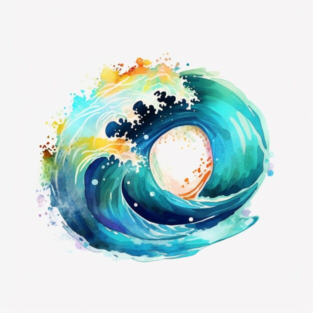 Malerei einer Welle mit einer Muschel in der Mitte generative KI