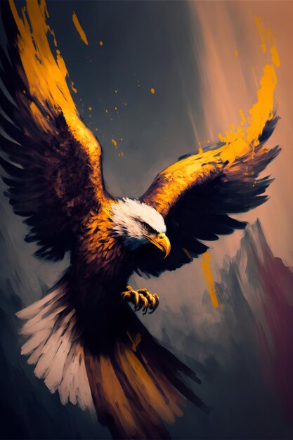 Malerei eines Adlers, der im generativen ai des Himmels fliegt