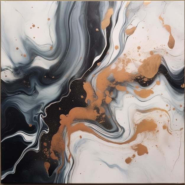 Malerei eines schwarzen und weißen Marmors mit generativer Goldfarbe