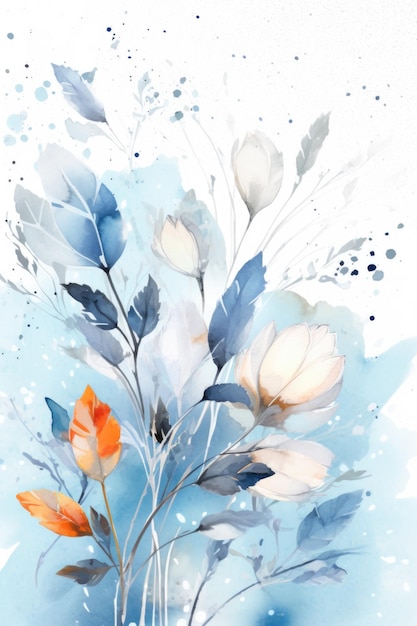 Malerei von Blumen in blauer und weißer Farbe
