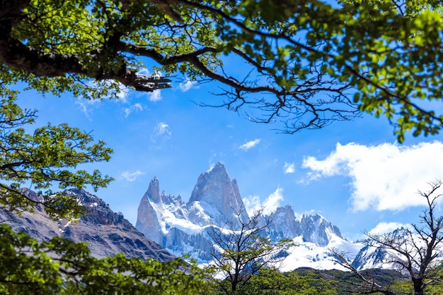 Malerische Landschaften des Mount Cerro Fitz Roy in Patagonien in der Nähe von El Chalten El Calafate und dem Capri-See