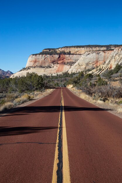 Foto malerische straße im canyons zion national park, utah