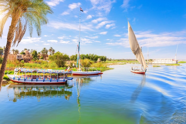 Malerische Ufer des Nils in der Nähe der Stadt Luxor Ägypten