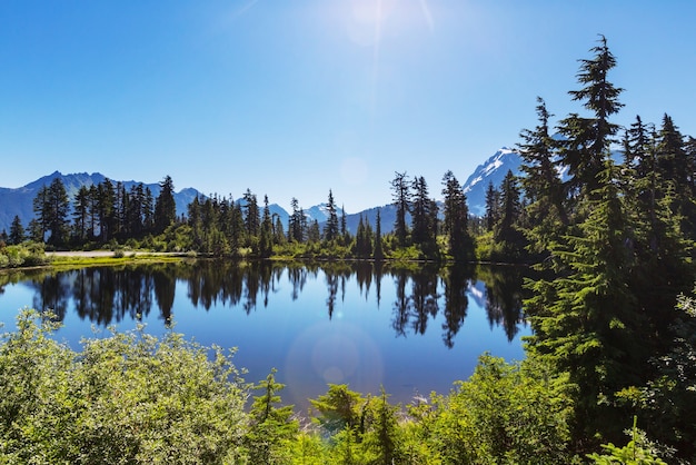 Malerischer Bildsee mit Mount Shuksan-Reflexion in Washington, USA