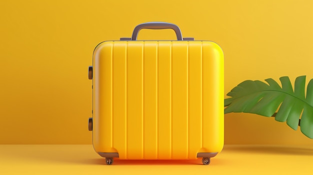 Maleta amarilla empacada y lista para las vacaciones de verano