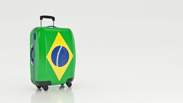 maleta con la bandera de Brasil render 3d