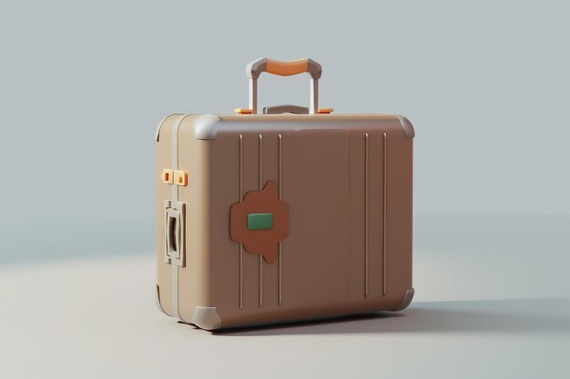 Foto maleta beige retro con acentos naranja y verde