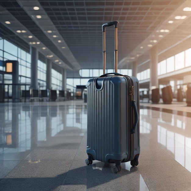 Maleta de viagem no chão no terminal do aeroporto gerada por ai