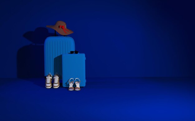 Foto maleta o bolso de viaje con accesorios de viajero