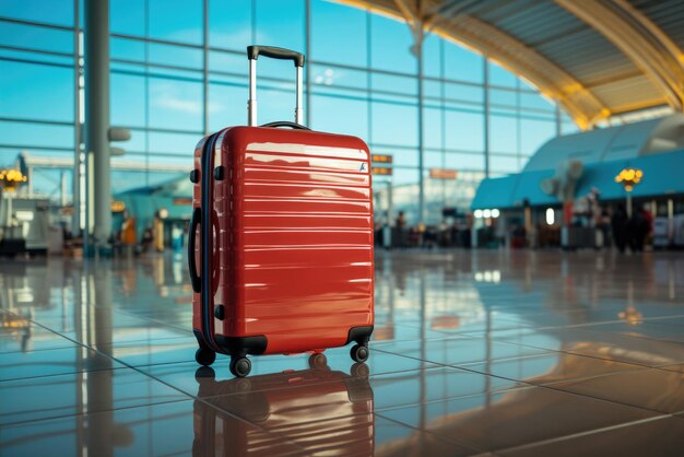 Maleta Res en una sala de salidas del aeropuerto vacía