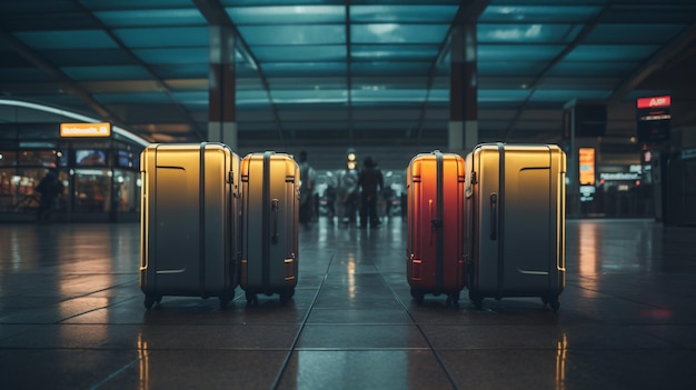 Foto maletas colocadas dentro do aeroporto conceito de viagem