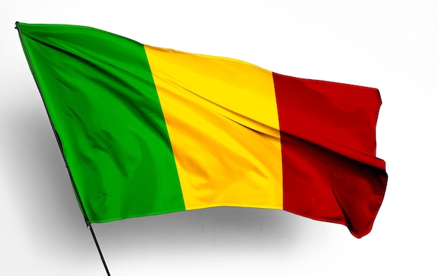 Malí 3D ondeando la bandera y el fondo blanco Imagen