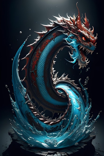 Malkunst des blauen chinesischen Drachen