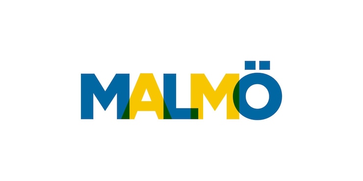 Foto malmö en el emblema de suecia el diseño presenta una ilustración vectorial de estilo geométrico con tipografía audaz en una fuente moderna las letras gráficas del eslogan
