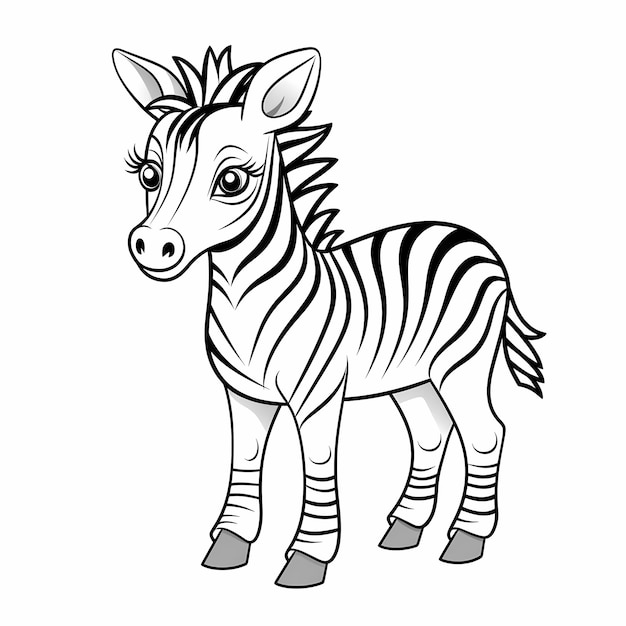Malseite für Kinder, bezauberndes Zebra, sehr einfacher Cartoon-Stil