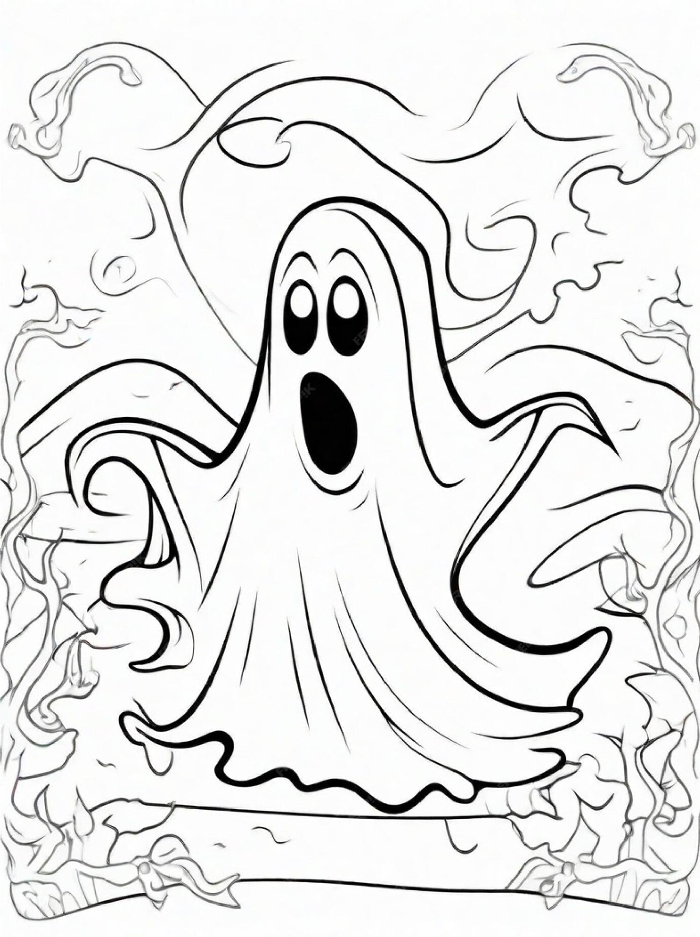 Malseite für kinder, halloween-geister-strichzeichnungen  Premium-Foto