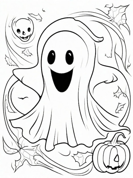 Malseite für Kinder, Halloween-Geister-Strichzeichnungen