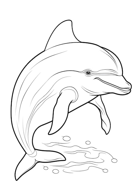 Malseite mit Delfinen, Malseite mit Delfinen, Malfläche mit Delphinen, Delfine-Umriss, Illustration für Malseite, Malseite für Tiere, Malfläche für Erwachsene, KI-Generative