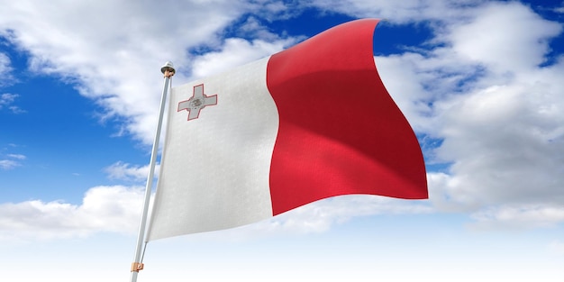 Malta bandera ondeante ilustración 3D