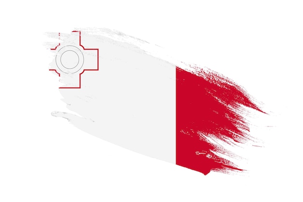 Malta-Flagge mit Pinselstricheffekten auf isoliertem weißem Hintergrund