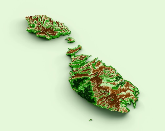 Malta Mapa topográfico 3d mapa realista Color 3d ilustración