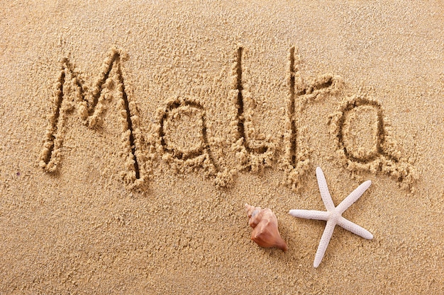 Malta-Strandschreibenszeichen-Reisekonzept