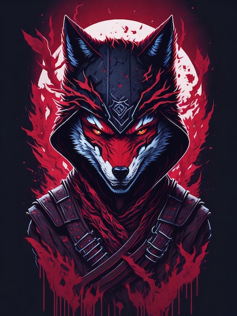 malvado ninja lobo mágico camisa